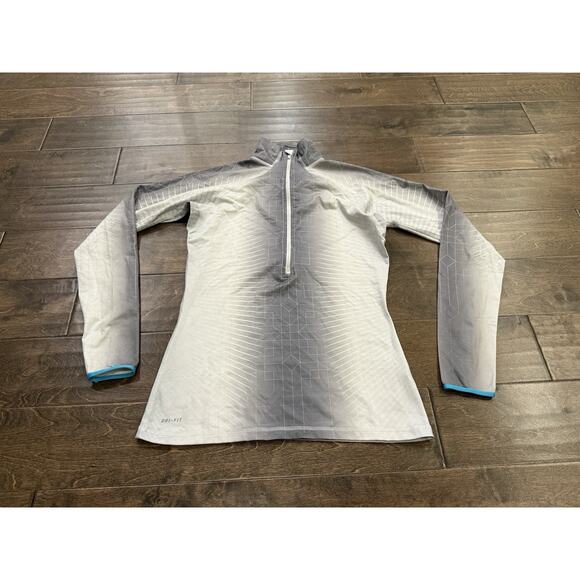 Nike Pro Womens Thermal White Gray 1/2 Zip Running Jacket Size M MEDIUM 585565 - Picture 2 of 10
